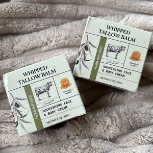 Brand New Set of 2 Whipped Beef Tallow Balm Nourishing Face Body Cream Raw Honey